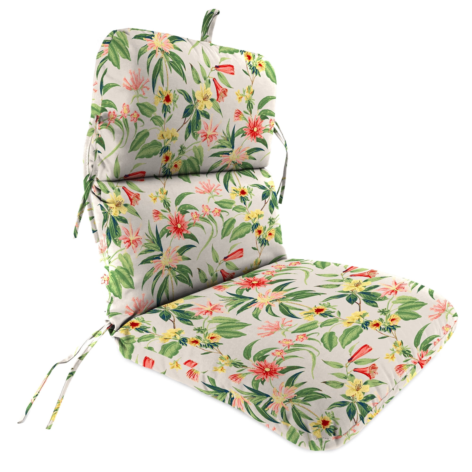 Jordan Manufacturing 45" x 22" Norrah Ginger Beige Tropical Rectangular Outdoor Chair Cushion with Ties and Hanger Loop