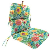 Jordan Manufacturing 45" x 22" Pensacola Multicolor Floral Rectangular Outdoor Chair Cushion with Ties and Hanger Loop