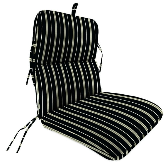 Jordan Manufacturing 45" x 22" Platt Ink Black Stripe Rectangular Outdoor Chair Cushion with Ties and Hanger Loop