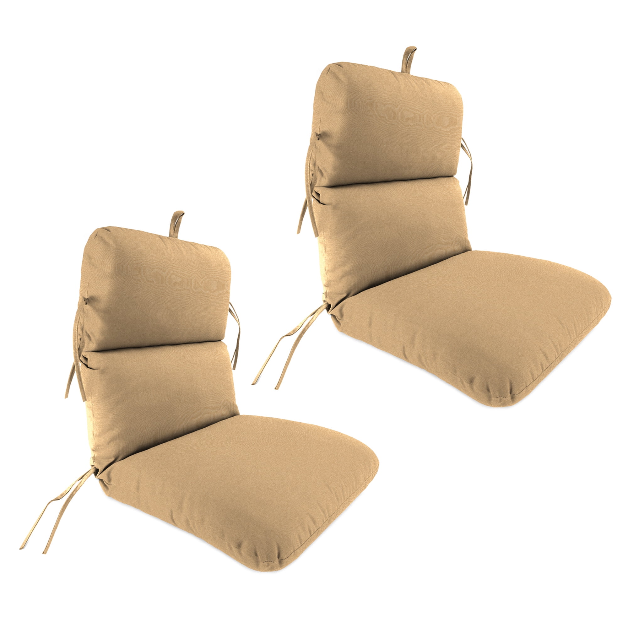 Jordan Manufacturing 45" x 22" Rave Birch Tan Solid Rectangular Outdoor Chair Cushion with Ties and Hanger Loop (2 Pack)