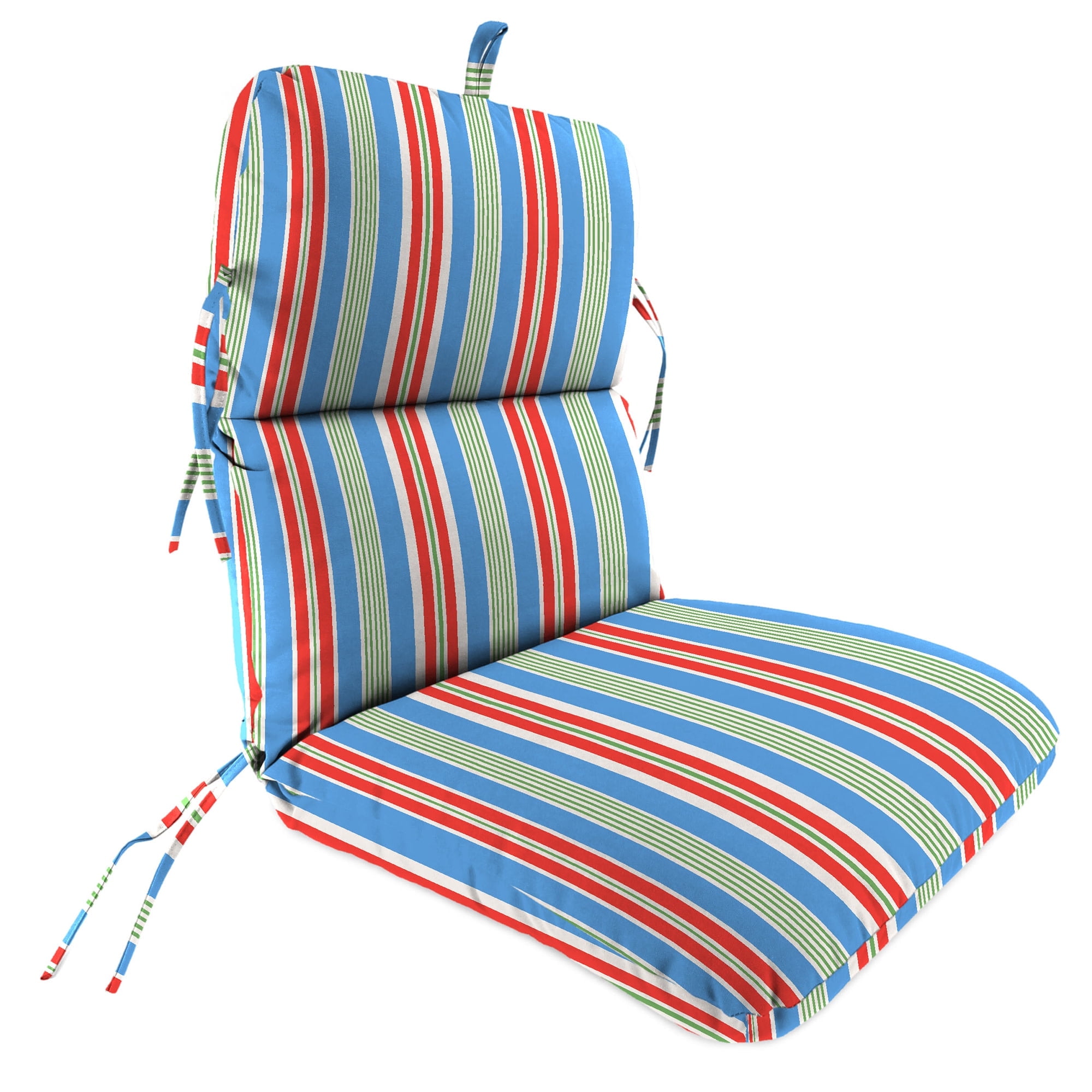 Jordan Manufacturing 45" x 22" Rolland Opal Multicolor Stripe Rectangular Outdoor Chair Cushion with Ties and Hanger Loop