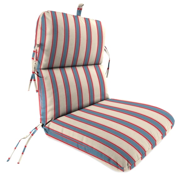 Jordan Manufacturing 45" x 22" Sanders Ravine Multicolor Stripe Rectangular Outdoor Chair Cushion with Ties and Hanger Loop