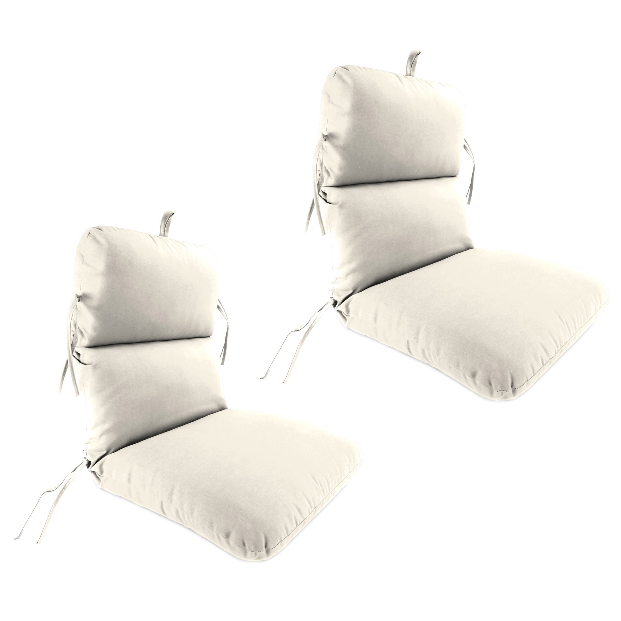 Jordan Manufacturing 45" x 22" Veranda Cream Solid Rectangular Outdoor Chair Cushion with Ties and Hanger Loop (2 Pack)