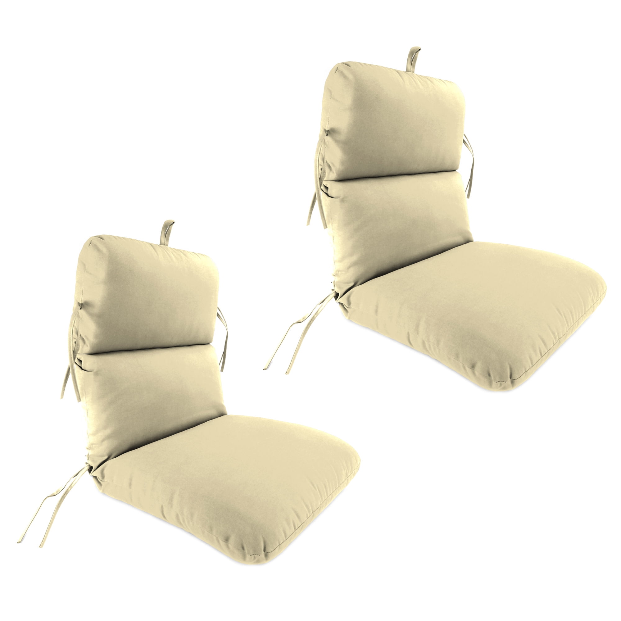 Jordan Manufacturing 45" x 22" Veranda Tan Solid Rectangular Outdoor Chair Cushion with Ties and Hanger Loop (2 Pack)
