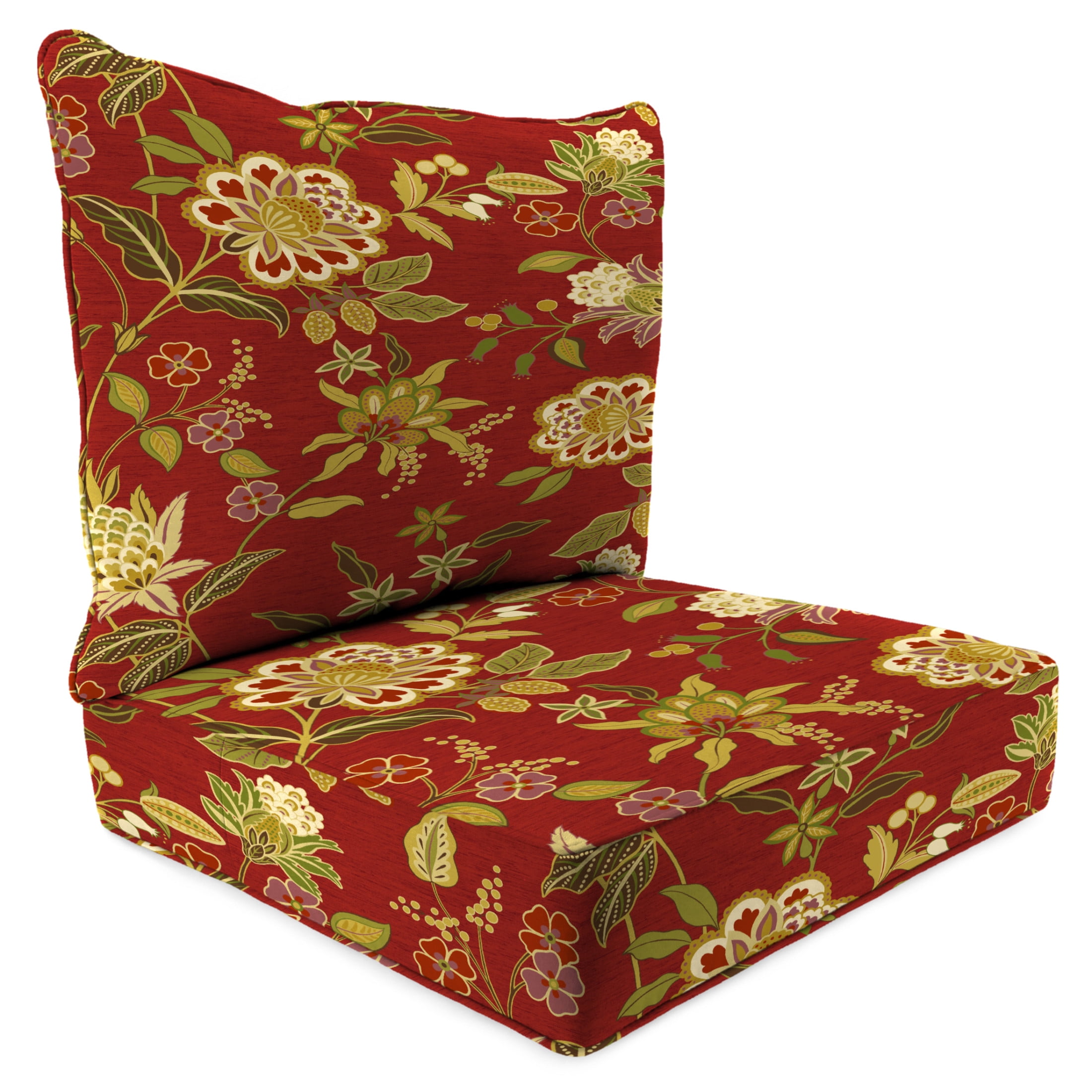 Alberta Salsa Red Floral Deep Seat Chair Cushion Set