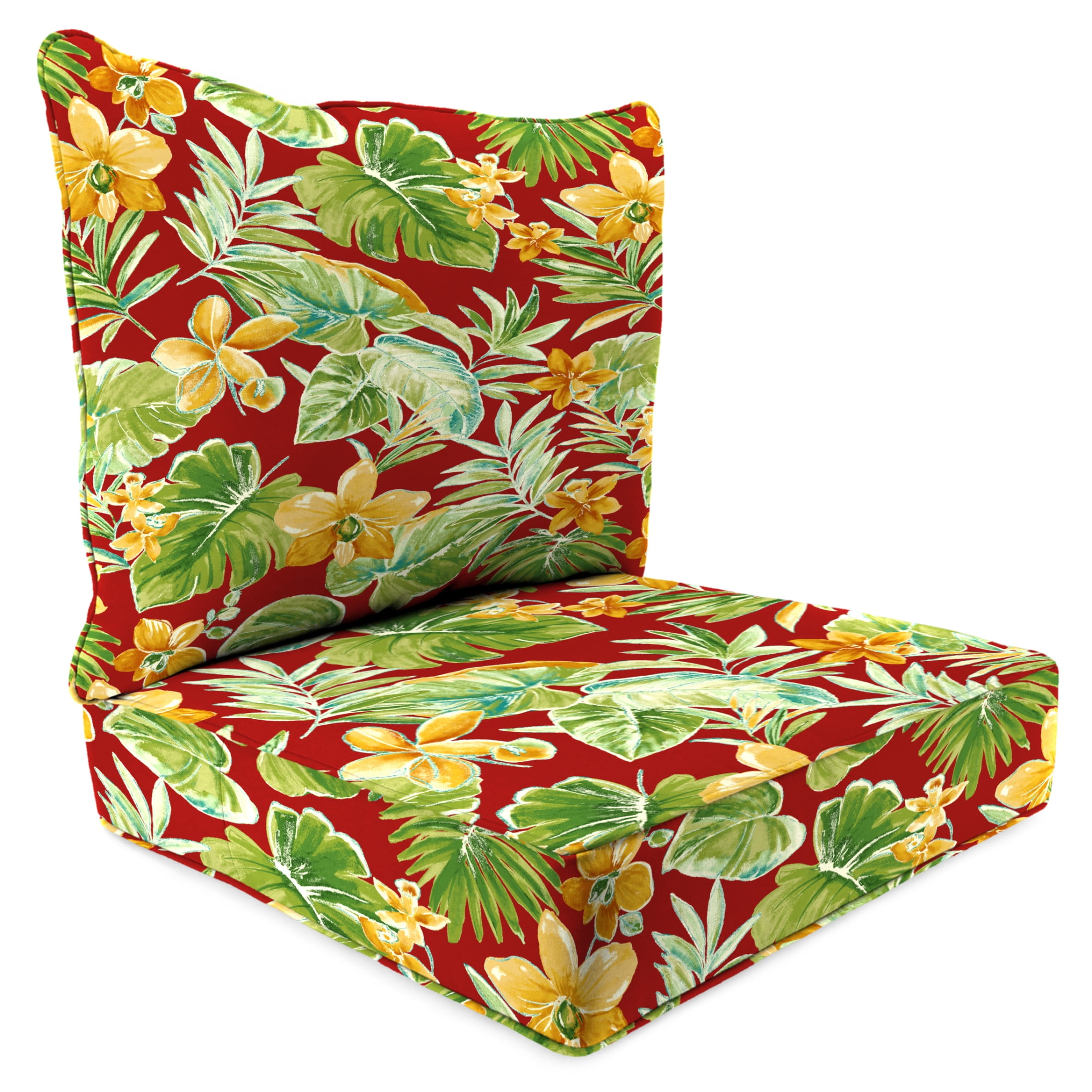 Poppy Red Floral Deep Seat Outdoor Chair Cushion Set