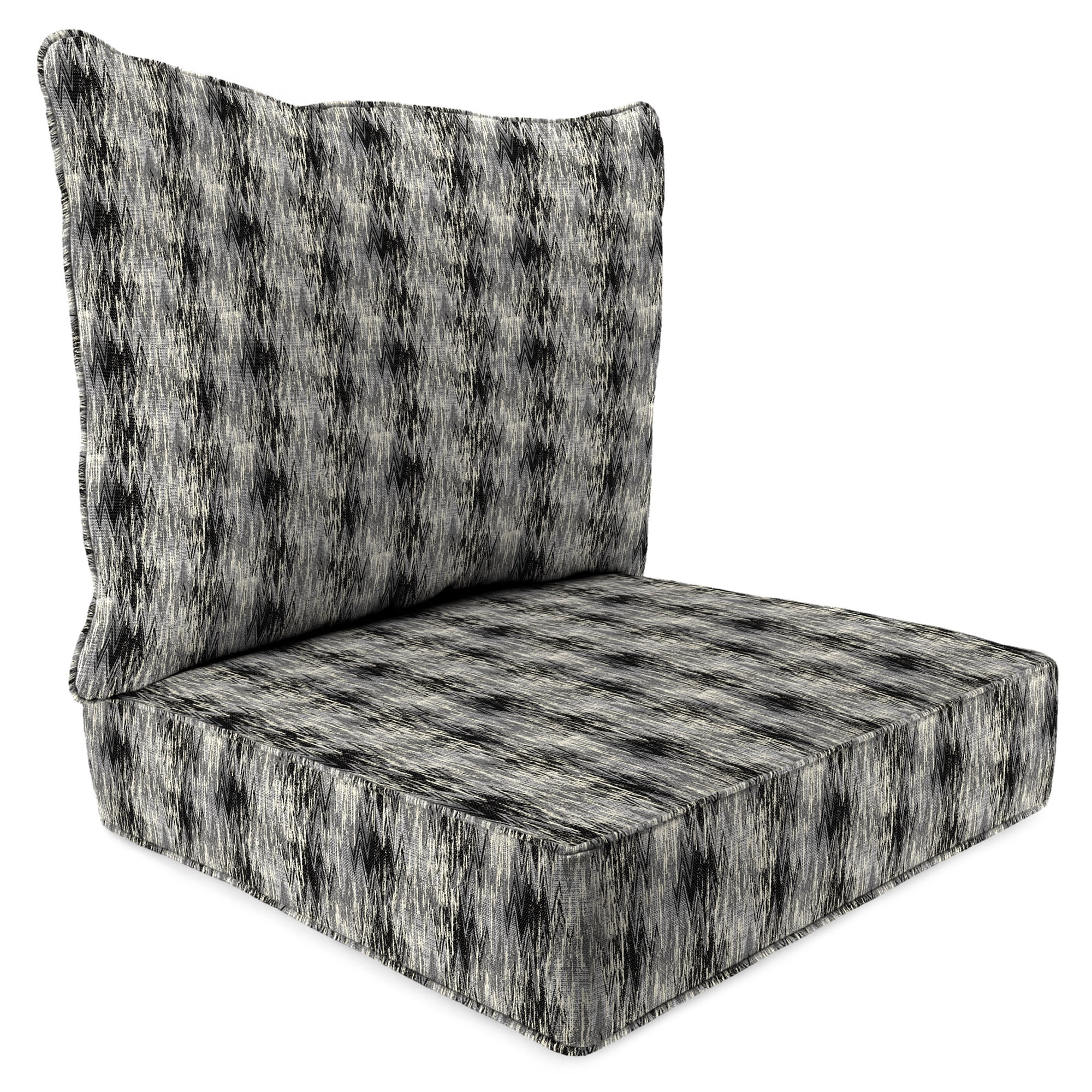 Jordan Manufacturing 46.5" x 24" Bentoga Gunstock Gray Abstract Rectangular Outdoor Deep Seat Chair Cushion Set with Welt