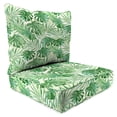 thumbnail image 1 of Jordan Manufacturing 46.5" x 24" Bryann Tortoise Green Tropical Rectangular Outdoor Deep Seat Chair Cushion Set with Welt, 1 of 11