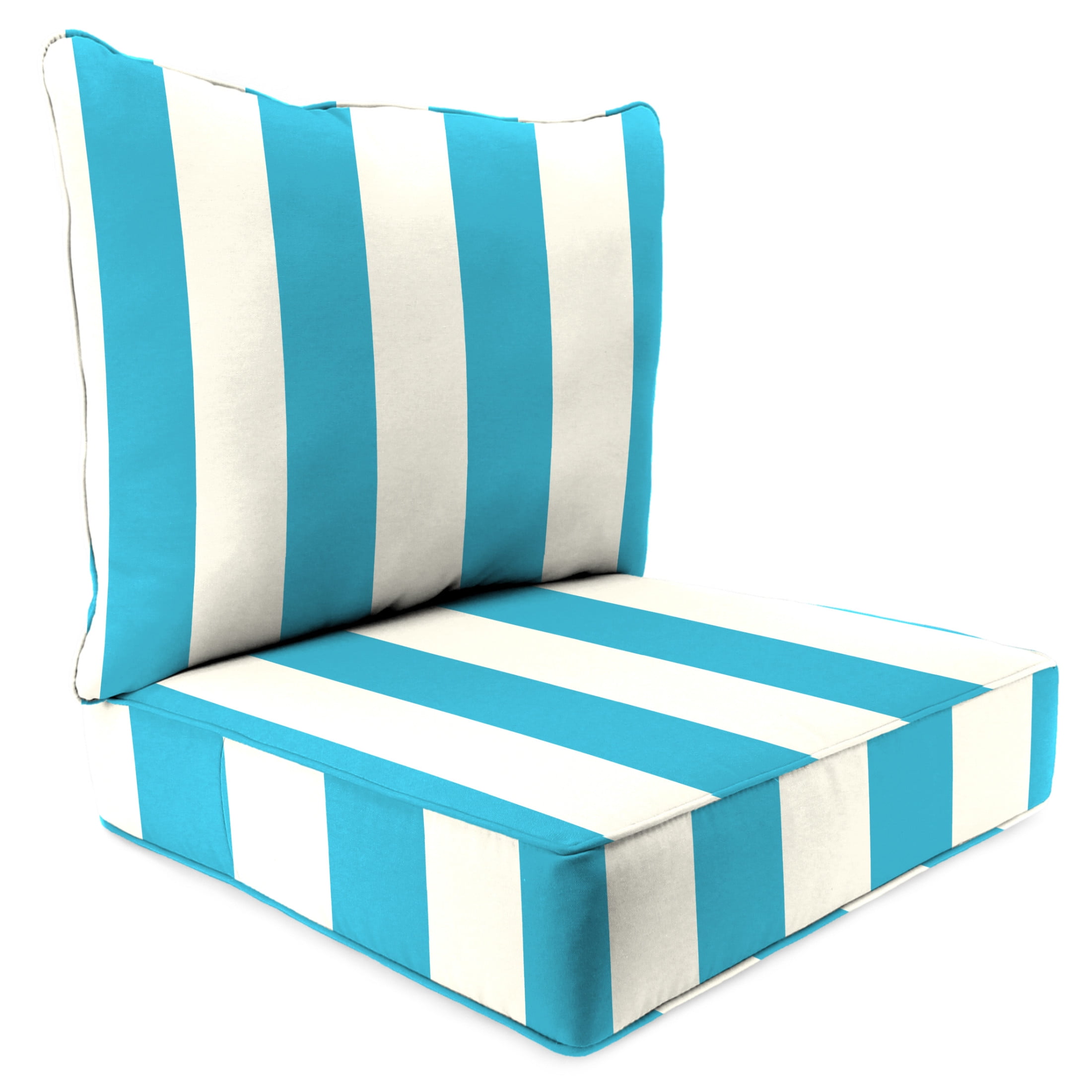 Jordan Manufacturing 46.5" x 24" Cabana Turquoise Stripe Rectangular Outdoor Deep Seat Chair Cushion Set with Welt