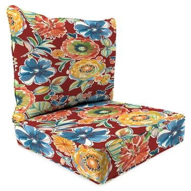 Jordan Manufacturing 46.5" x 24" Colsen Berry Red Floral Rectangular Outdoor Deep Seat Chair Cushion Set with Welt