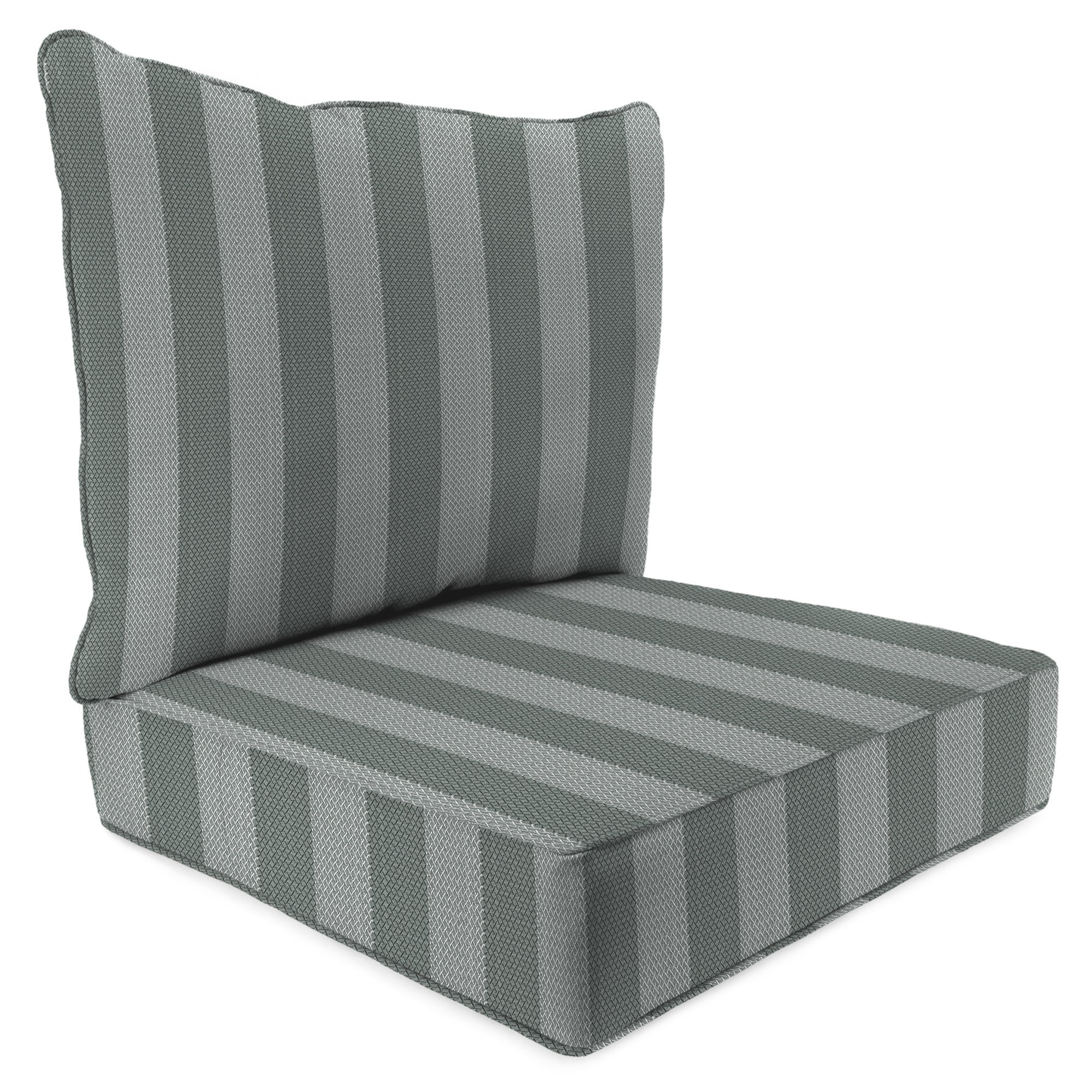 Jordan Manufacturing 46.5" x 24" Conway Smoke Grey Stripe Rectangular Outdoor Deep Seat Chair Cushion Set with Welt