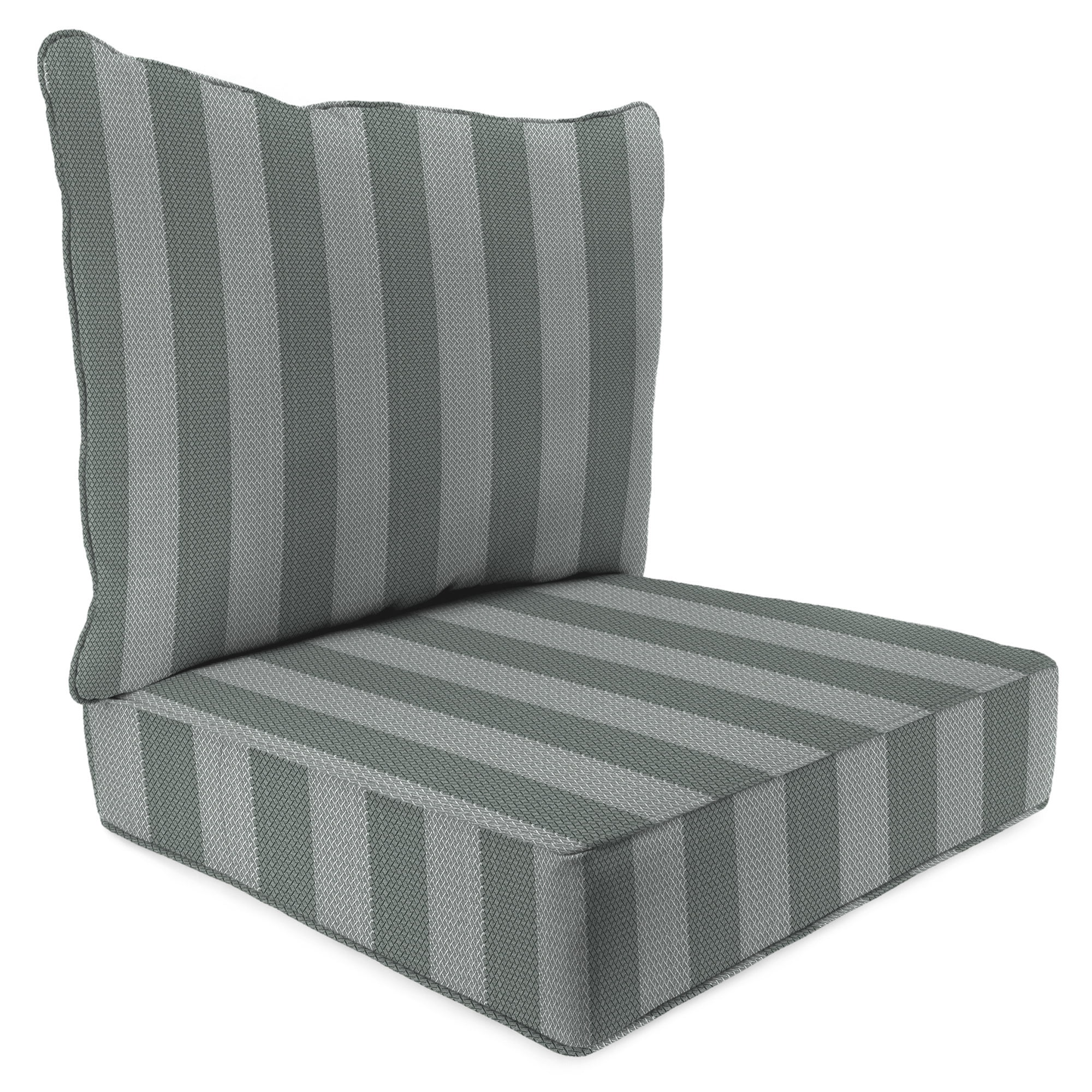 Jordan Manufacturing 46.5 x 24 Conway Smoke Grey Stripe Rectangular Outdoor Deep Seating Chair Seat and Back Cushion with Welt Walmart