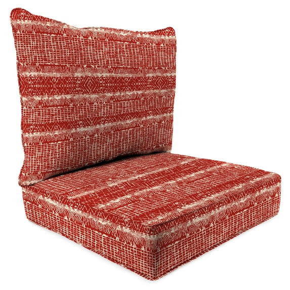 Jordan Manufacturing 46.5" x 24" Everest Caramel Red Ikat Rectangular Outdoor Deep Seat Chair Cushion Set with Welt