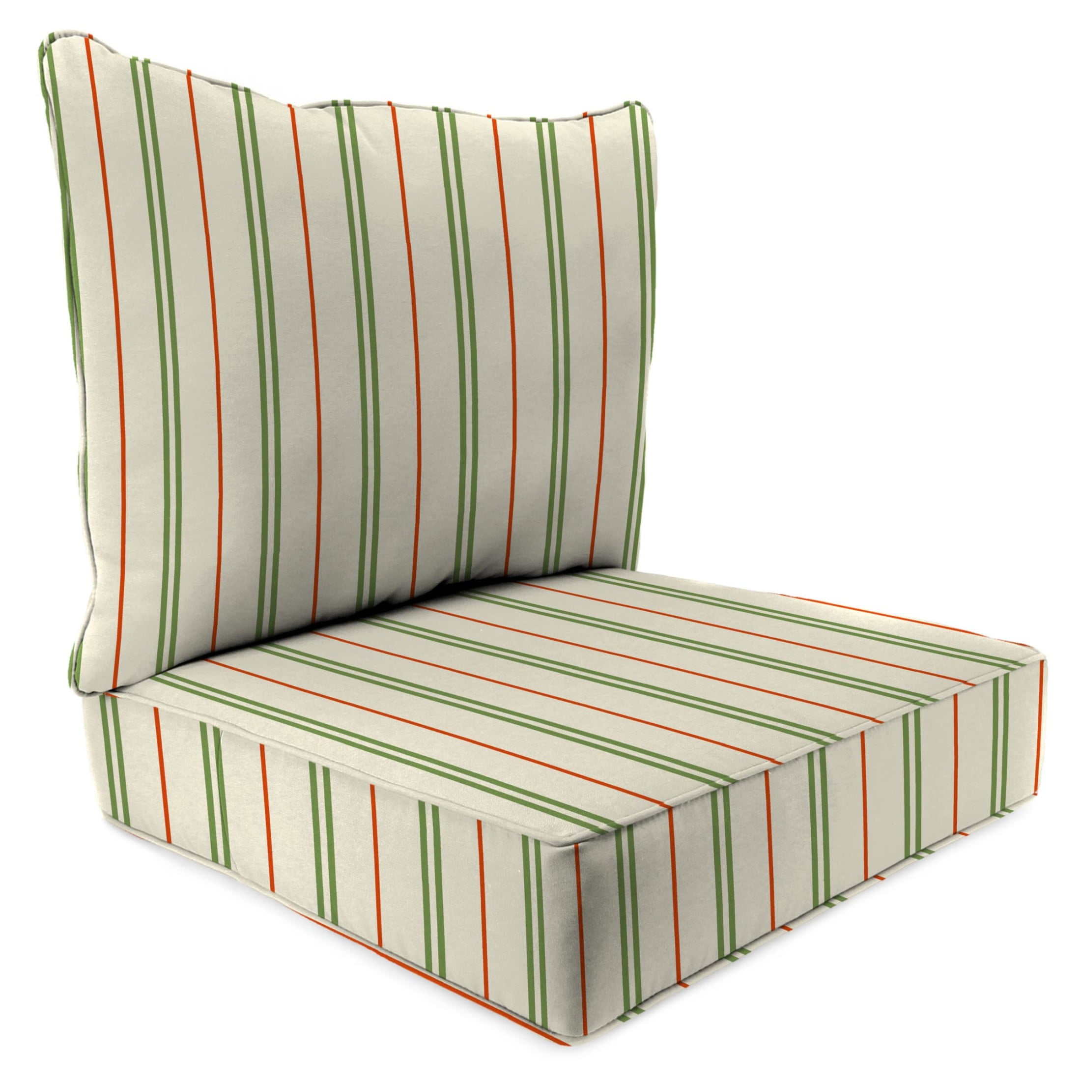 Jordan Manufacturing 46.5" x 24" Gallan Cedar Grey Stripe Rectangular Outdoor Deep Seat Chair Cushion Set with Welt