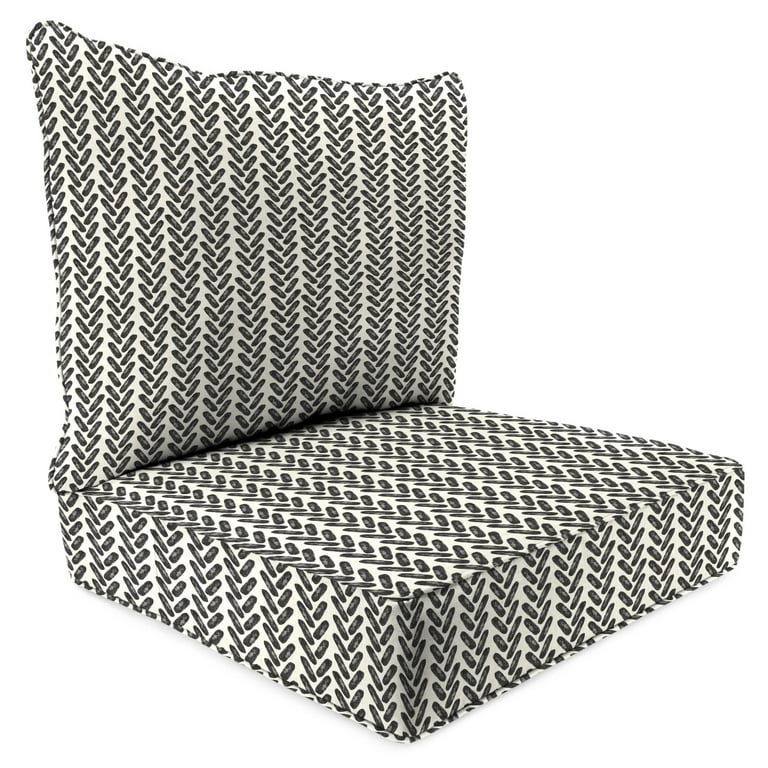 Jordan Manufacturing 46.5 x 24 Hatch Black Chevron Rectangular Outdoor Deep Seating Chair Seat and Back Cushion with Welt Walmart