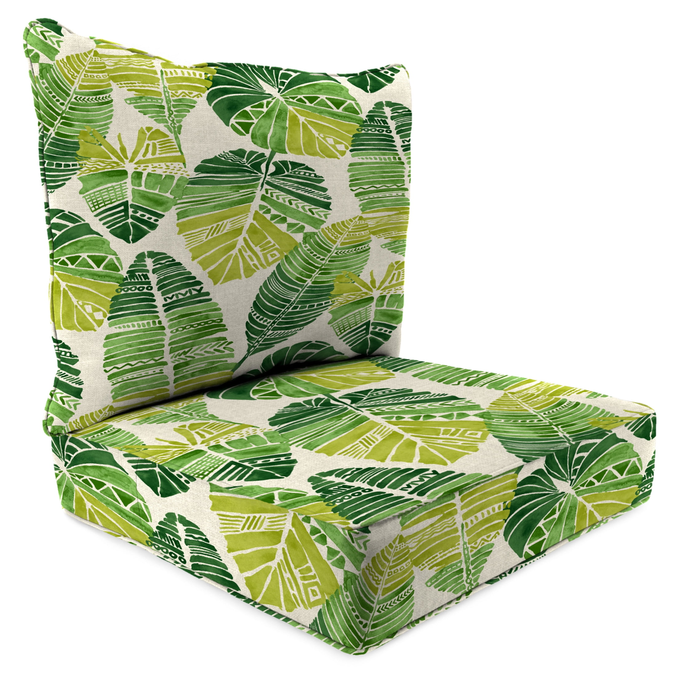 Jordan Manufacturing 46.5" x 24" Hixon Palm Green Leaves Rectangular Outdoor Deep Seat Chair Cushion Set with Welt