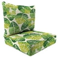 thumbnail image 1 of Jordan Manufacturing 46.5" x 24" Hixon Palm Green Leaves Rectangular Outdoor Deep Seat Chair Cushion Set with Welt, 1 of 11