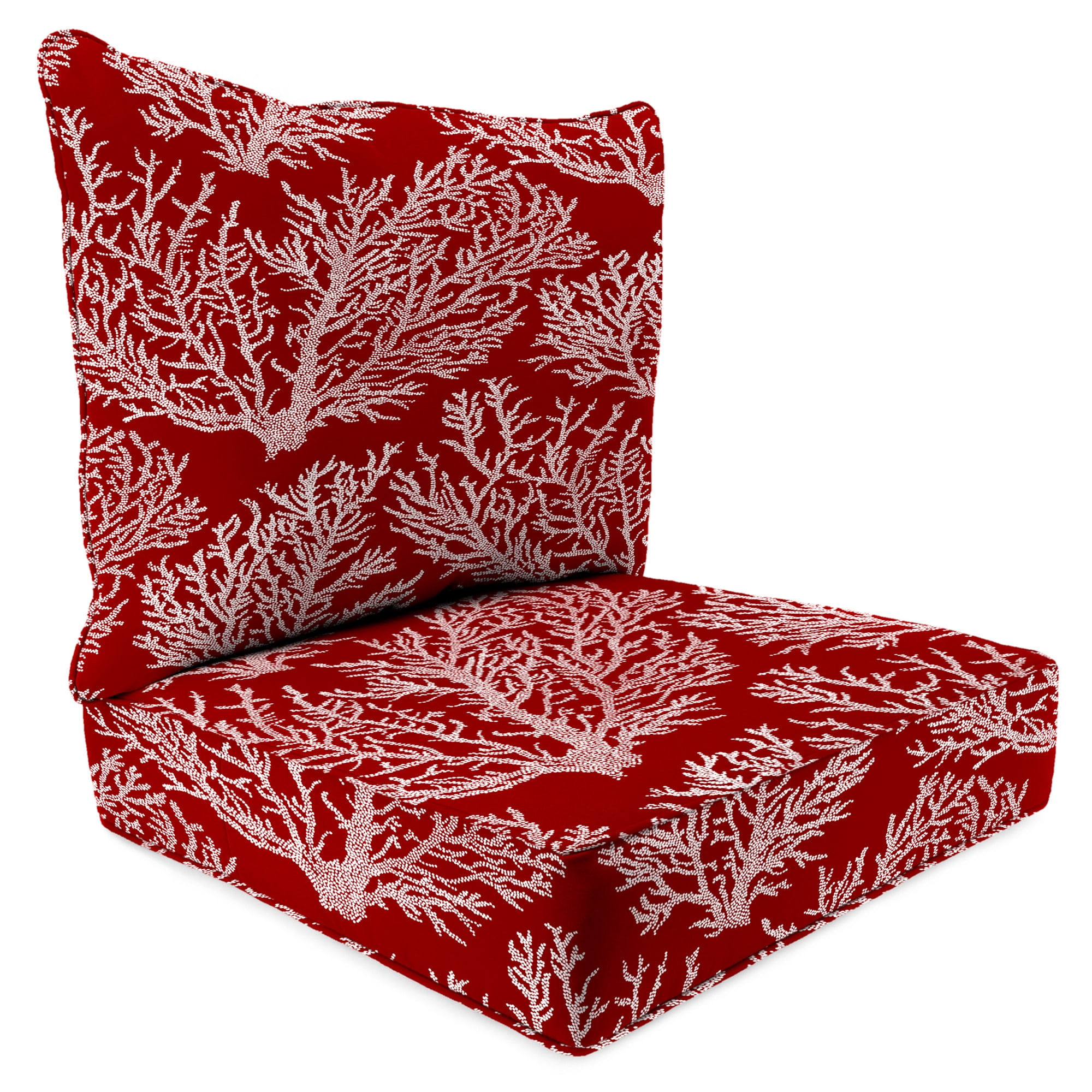 Jordan Manufacturing 46.5" x 24" Seacoral Red Nautical Rectangular Outdoor Deep Seat Chair Cushion Set with Welt