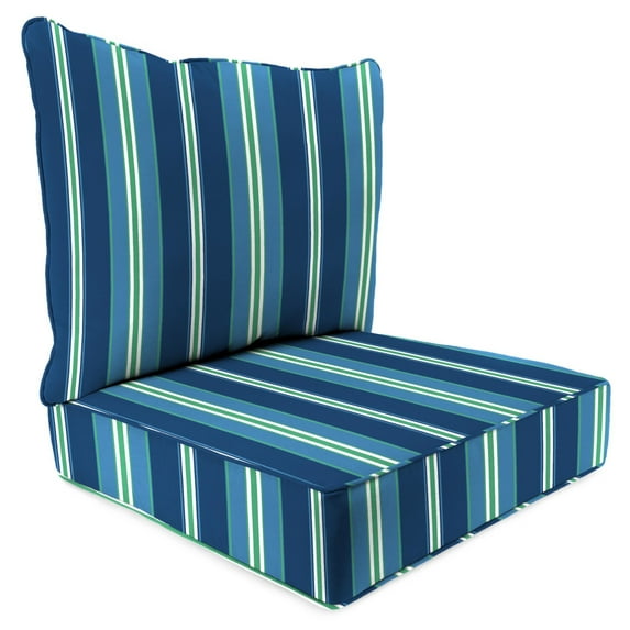 Jordan Manufacturing 46.5" x 24" Sullivan Vivid Blue Stripe Rectangular Outdoor Deep Seat Chair Cushion Set with Welt