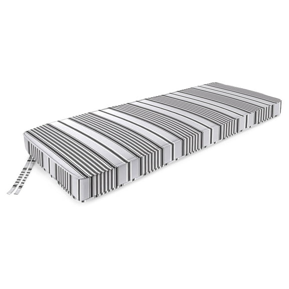 Jordan Manufacturing 46" x 17" Worth Black and Grey Stripe Rectangular Outdoor Settee Swing Bench Cushion with Ties and Welt