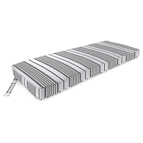 Jordan Manufacturing 46" x 17" Worth Black and Grey Stripe Rectangular Outdoor Settee Swing Bench Cushion with Ties and Welt