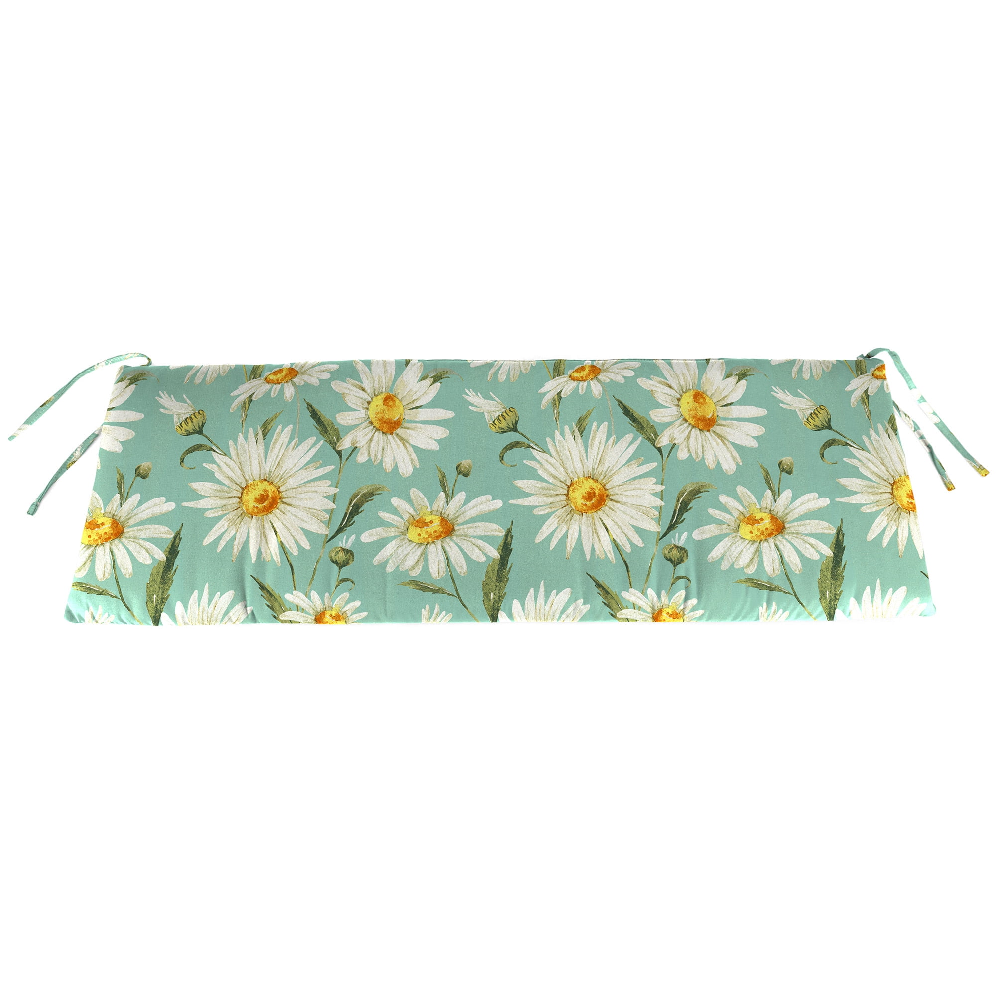 Daphne Iceberg Aqua Floral Outdoor Bench Cushion with Ties