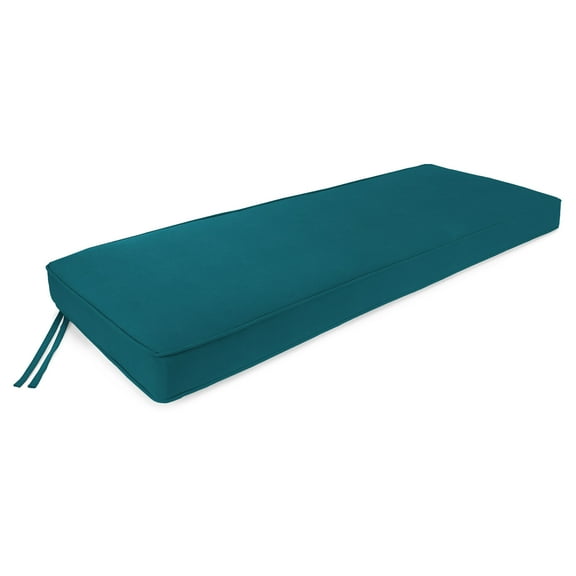 Jordan Manufacturing 47" x 17" Canvas Teal Solid Rectangular Outdoor Settee Swing Bench Cushion with Ties and Welt