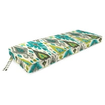Jordan Manufacturing 47" x 17" Paso Turquoise Multicolor Ikat Rectangular Outdoor Settee Swing Bench Cushion with Ties and Welt