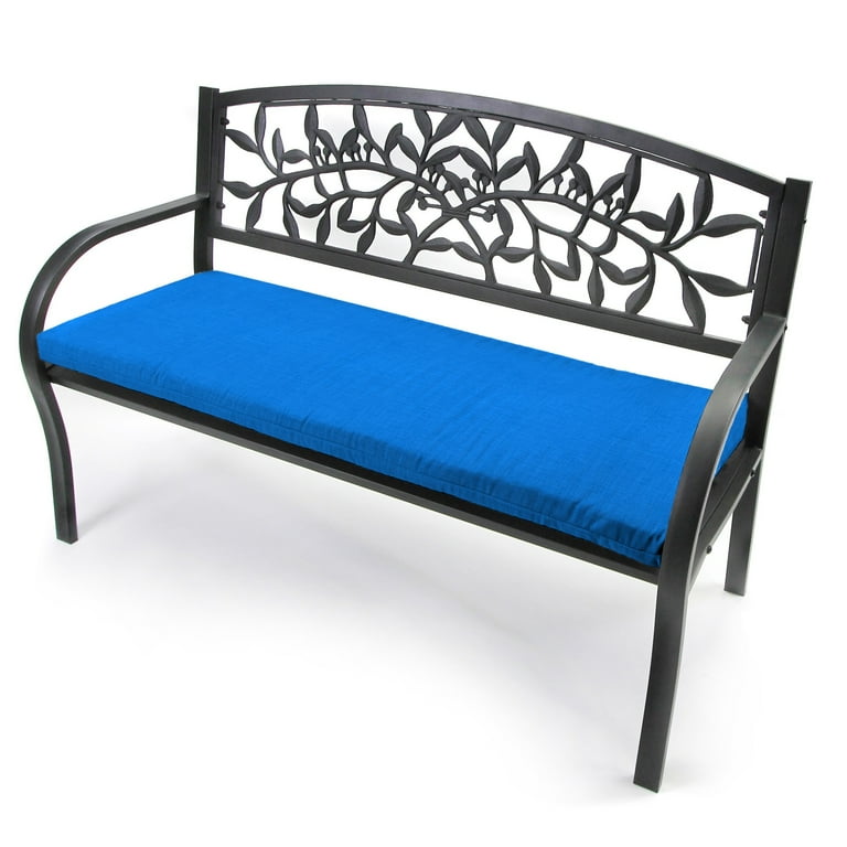Jordan Manufacturing 48 x 18 Blue Solid Outdoor Bench Cushion with Ties 18 L x 48 W x 3.5 H Walmart