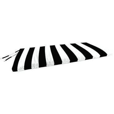 Jordan Manufacturing 48" x 18" Cabana Black Stripe Rectangular Outdoor Settee Swing Bench Cushion with Ties
