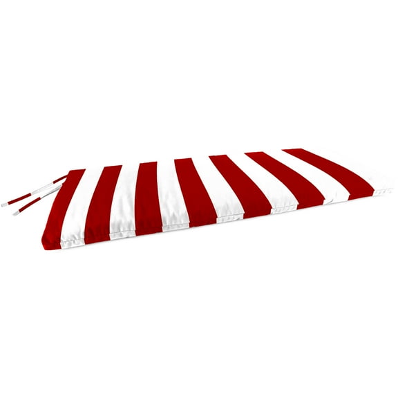 Jordan Manufacturing 48" x 18" Cabana Red Stripe Rectangular Outdoor Settee Swing Bench Cushion with Ties