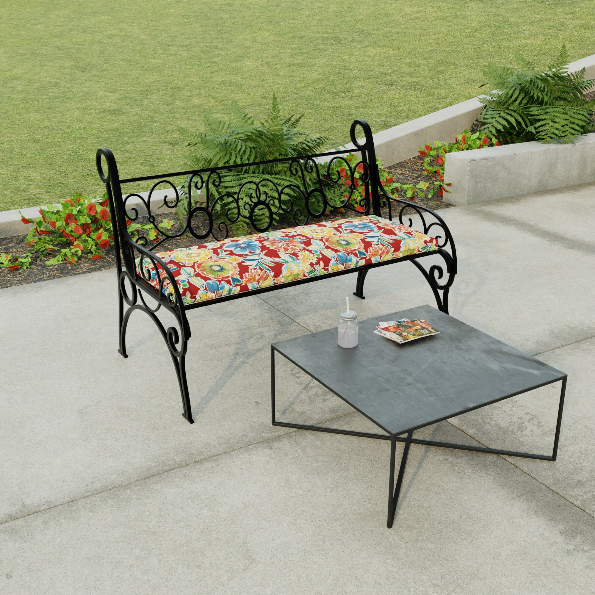 Black outdoor bench cushion hotsell