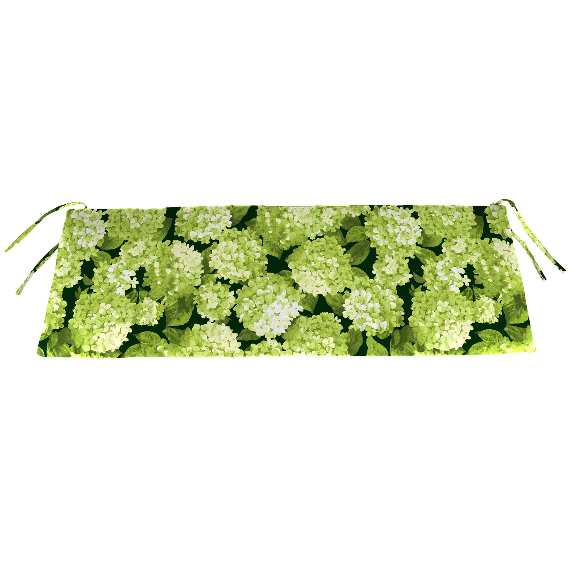 Jordan Manufacturing 48" x 19.5" Hydrangea Forest Green Floral Rectangular Outdoor Settee Swing Bench Cushion with Ties