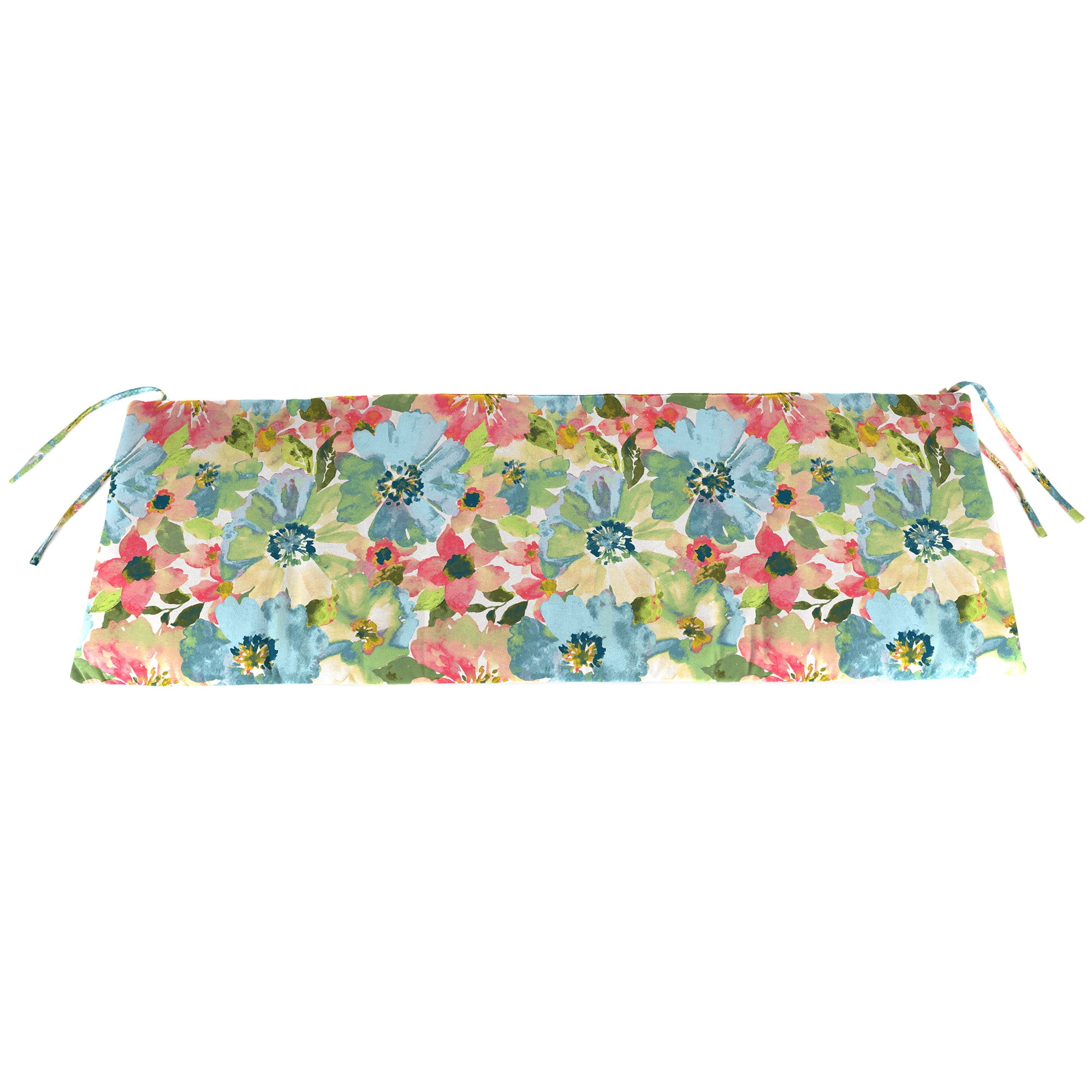 Jordan Manufacturing 48" x 19.5" Watercolor Garden Multicolor Floral Rectangular Outdoor Settee Swing Bench Cushion with Ties