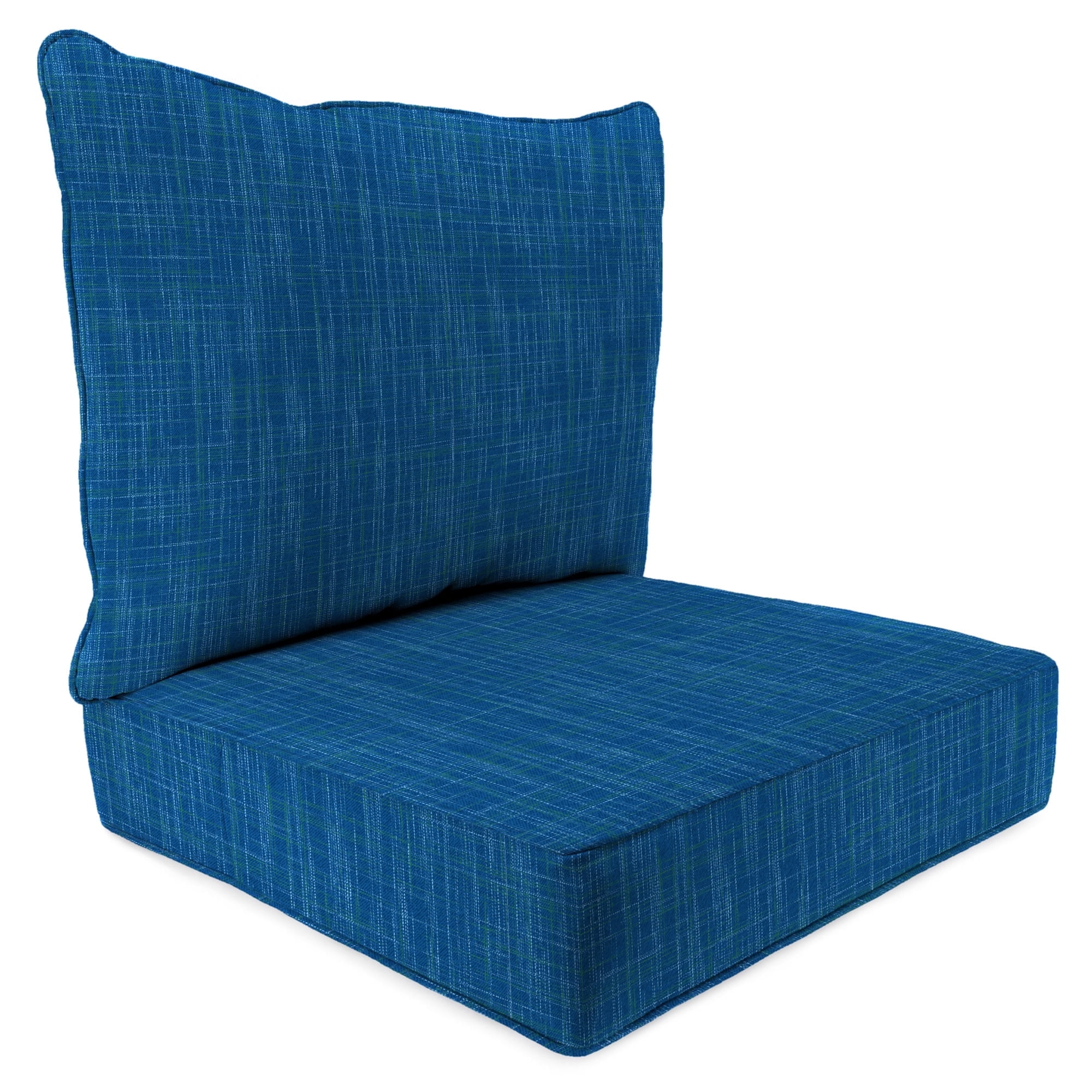 Jordan Manufacturing 48" x 24" Harlow Lapis Blue Solid Rectangular Outdoor Deep Seat Chair Cushion Set with Welt