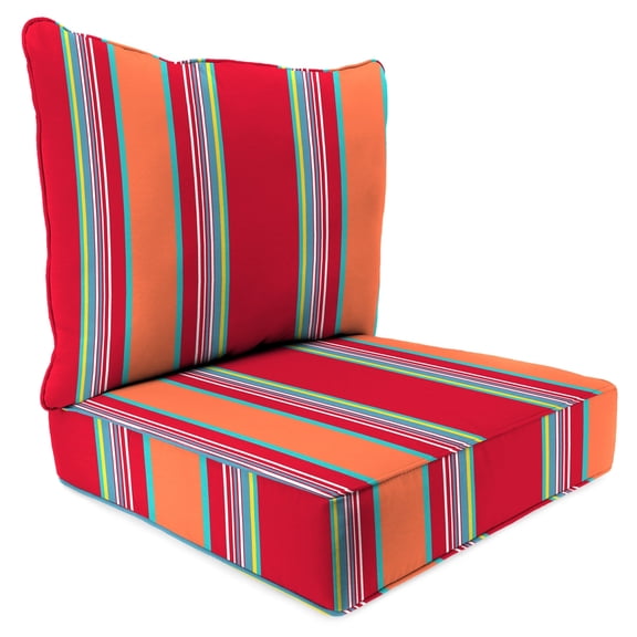 Jordan Manufacturing 48" x 24" Mulberry Red Stripe Rectangular Outdoor Deep Seat Chair Cushion Set with Welt