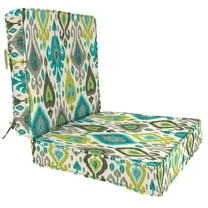 Jordan Manufacturing 48" x 24" Paso Turquoise Multicolor Ikat Rectangular Outdoor Deep Seat Chair Cushion Set with Ties and Welt