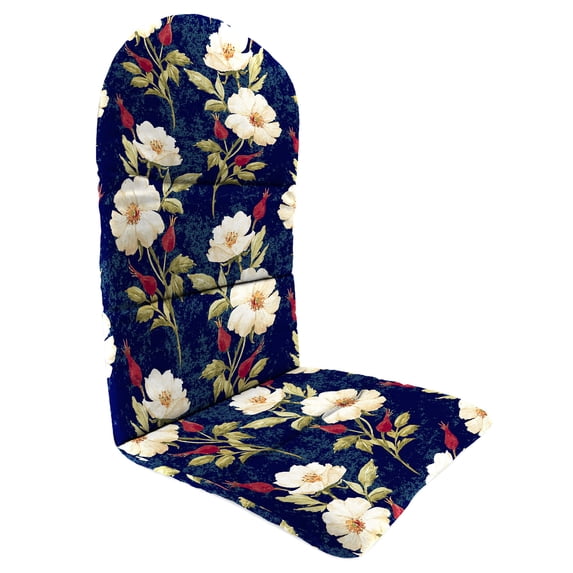 Jordan Manufacturing 49" x 20.5" Rose Garden Navy Floral Rectangular Outdoor Adirondack Chair Cushion with Back Strap