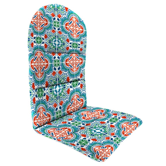 Jordan Manufacturing 49" x 20.5" Talavera Aqua Medallion Rectangular Outdoor Adirondack Chair Cushion with Back Strap