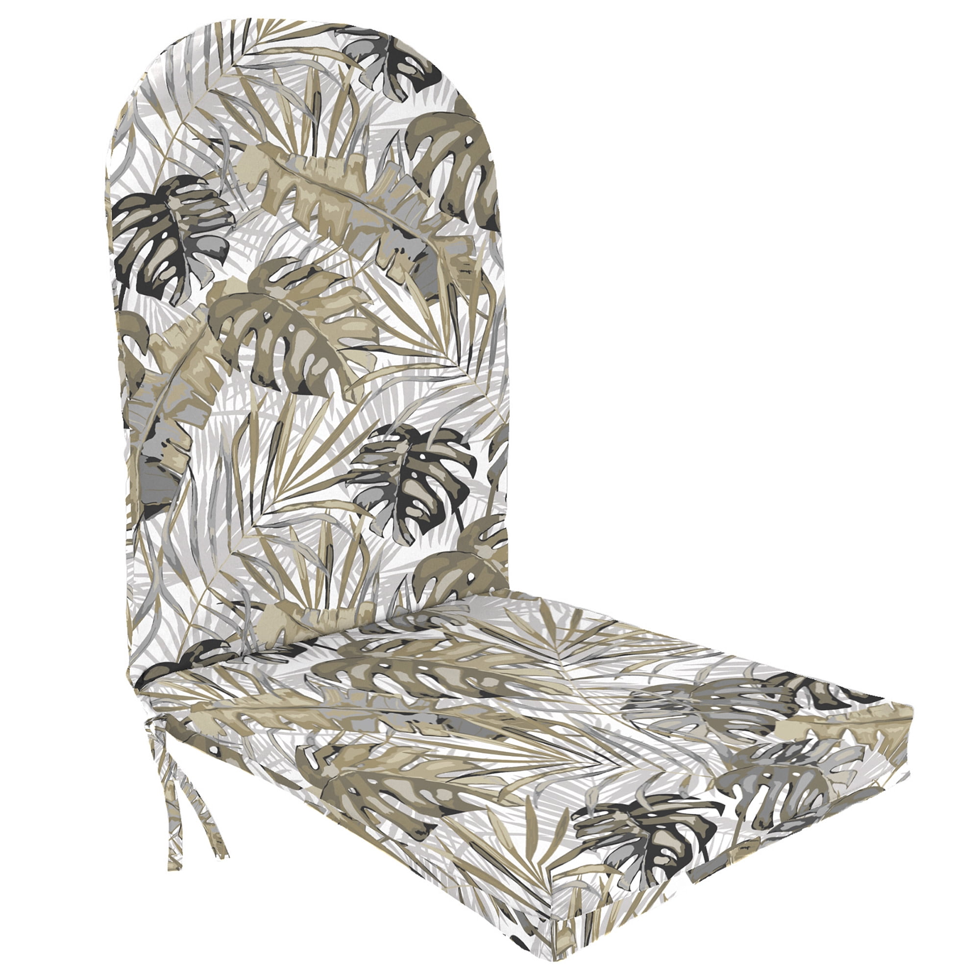 Jordan Manufacturing 50.5" x 19" Bryan Walnut Beige Leaves Rectangular Outdoor Adirondack Chair Cushion with Ties