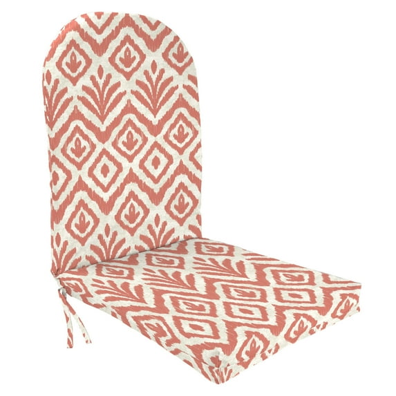 Jordan Manufacturing 50.5" x 19" Tinker Suntan Coral Ikat Rectangular Outdoor Adirondack Chair Cushion with Ties