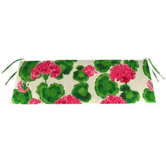 Jordan Manufacturing 54" x 18.5" Geranium Multicolor Floral Rectangular Outdoor Settee Swing Bench Cushion with Ties