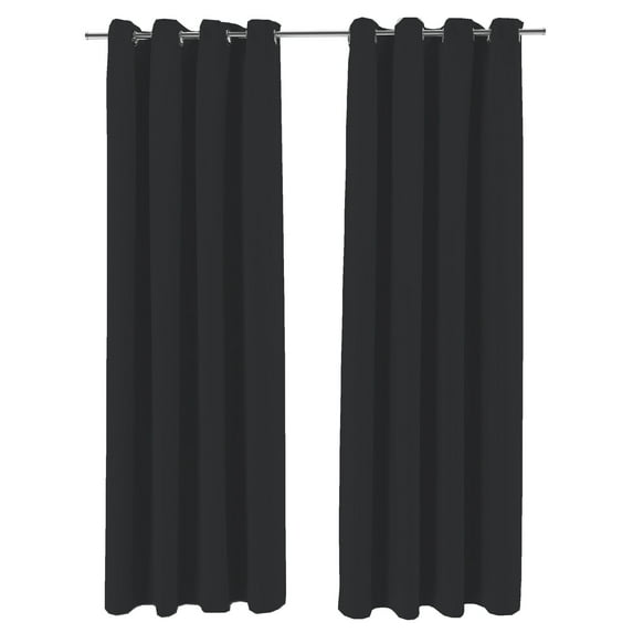 Jordan Manufacturing 54" x 84" Black Solid Grommet Semi-sheer Outdoor Curtain Panel (2 Pack)