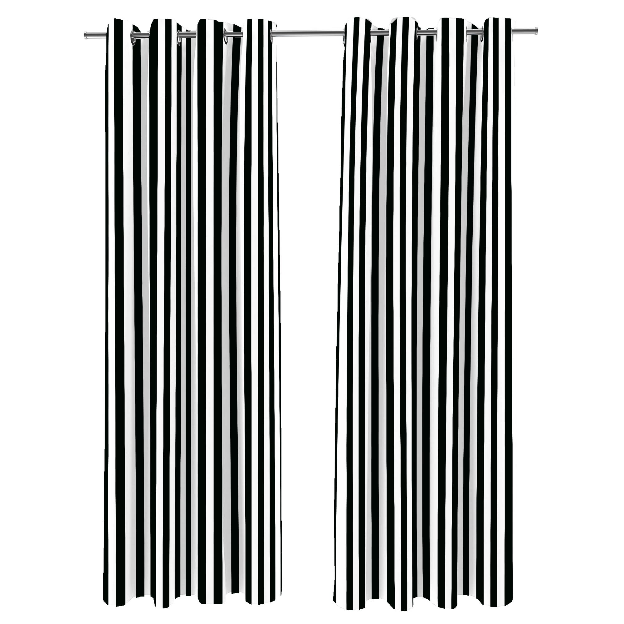 Jordan Manufacturing 54" x 84" Black Stripe Grommet Semi-sheer Outdoor Curtain Panel