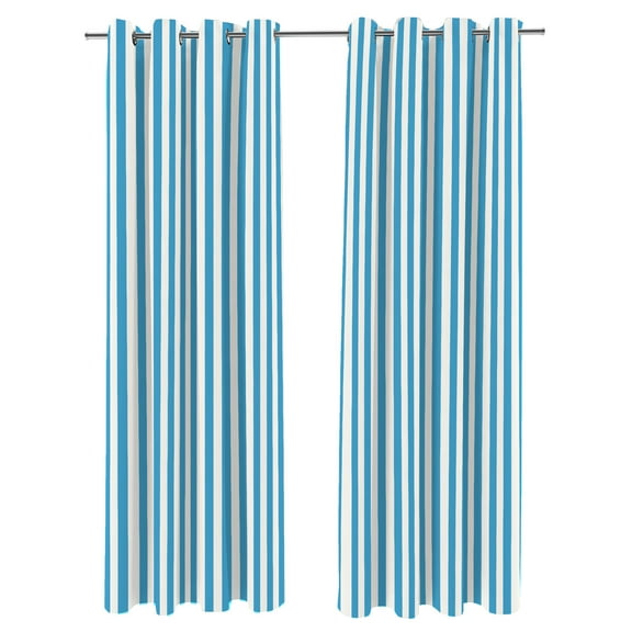 Jordan Manufacturing 54" x 84" Caribbean Blue Stripe Grommet Semi-sheer Outdoor Curtain Panel (2 Pack)