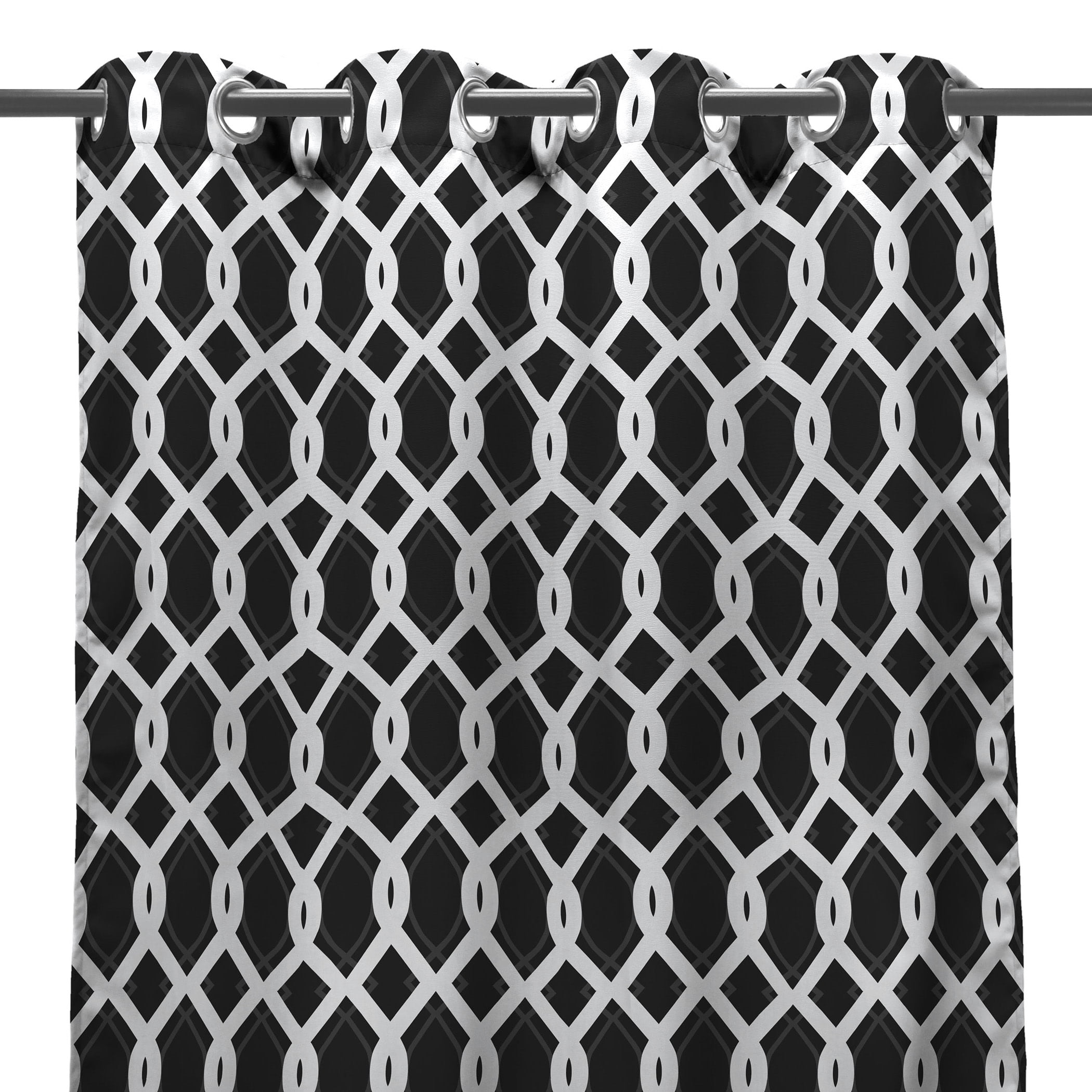 Jordan Manufacturing 54" x 84" Cayo Black Lattice Grommet Semi-sheer Outdoor Curtain Panel (2 Pack)