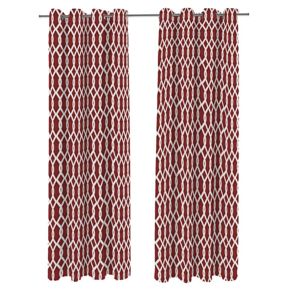 Jordan Manufacturing 54" x 84" Cayo Pompeii Red Lattice Grommet Semi-sheer Outdoor Curtain Panel (2 Pack)