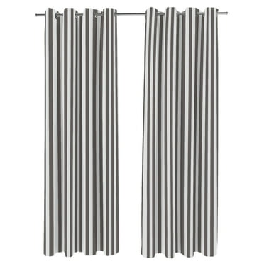 Jordan Manufacturing 54" x 84" Gray Stripe Grommet Semi-sheer Outdoor Curtain Panel