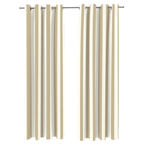 Jordan Manufacturing 54" x 84" Khaki Stripe Grommet Semi-sheer Outdoor Curtain Panel