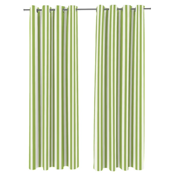 Jordan Manufacturing 54" x 84" Kiwi Green Stripe Grommet Semi Sheer Outdoor Curtain Panel